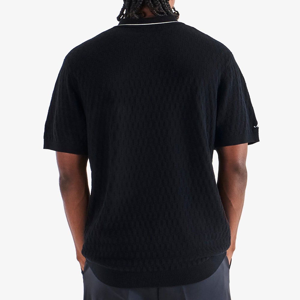 Malbon Golf Shirt - Crest Knit Polo - Black FA25