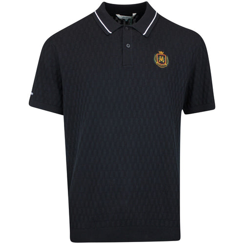 Malbon Golf Shirt - Crest Knit Polo - Black FA25