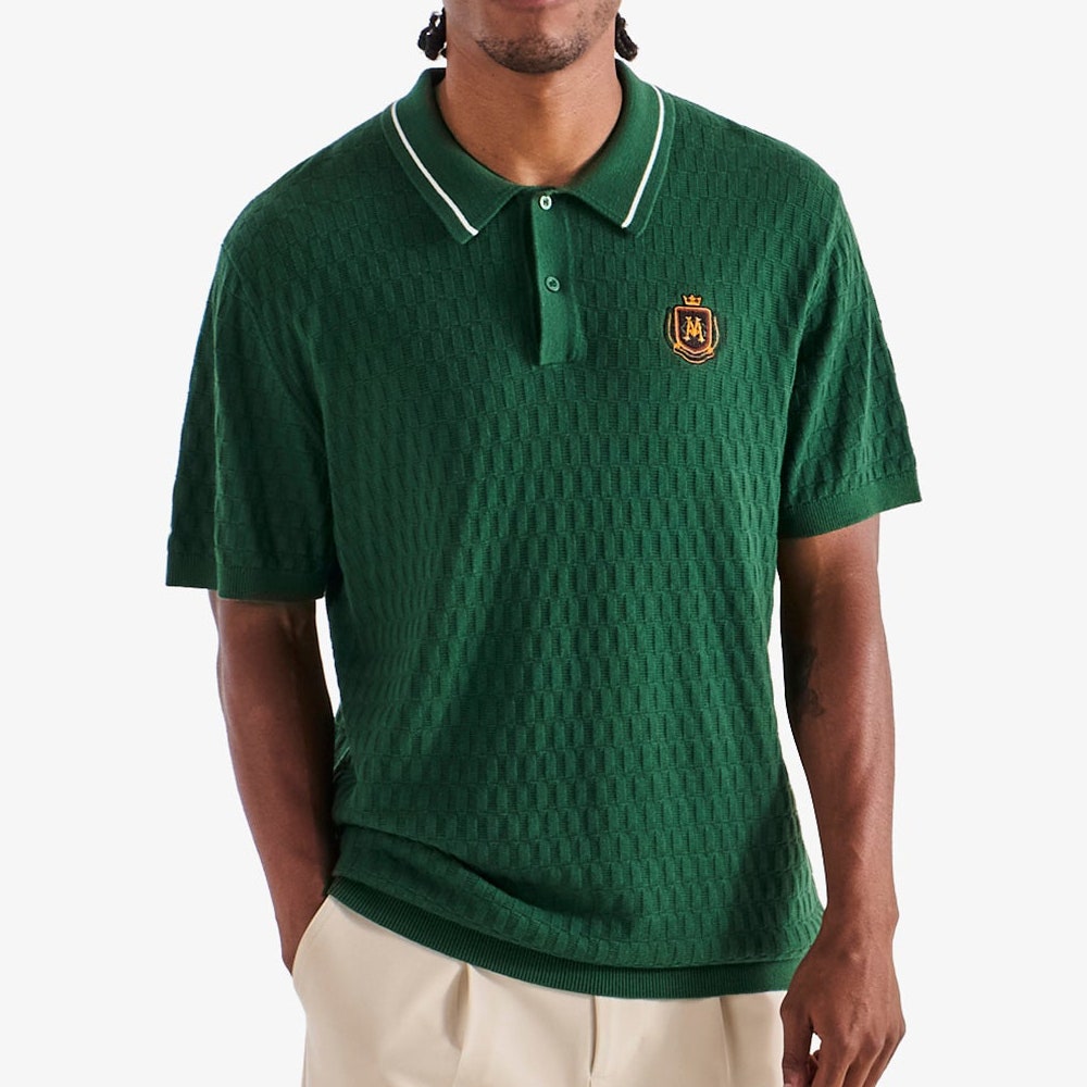 Malbon Golf Shirt - Crest Knit Polo - Myrtle FA25