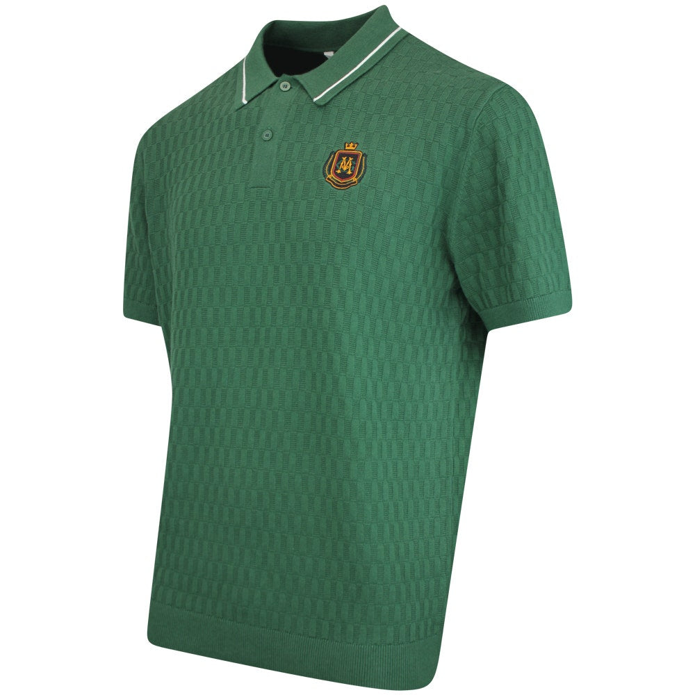 Malbon Golf Shirt - Crest Knit Polo - Myrtle FA25
