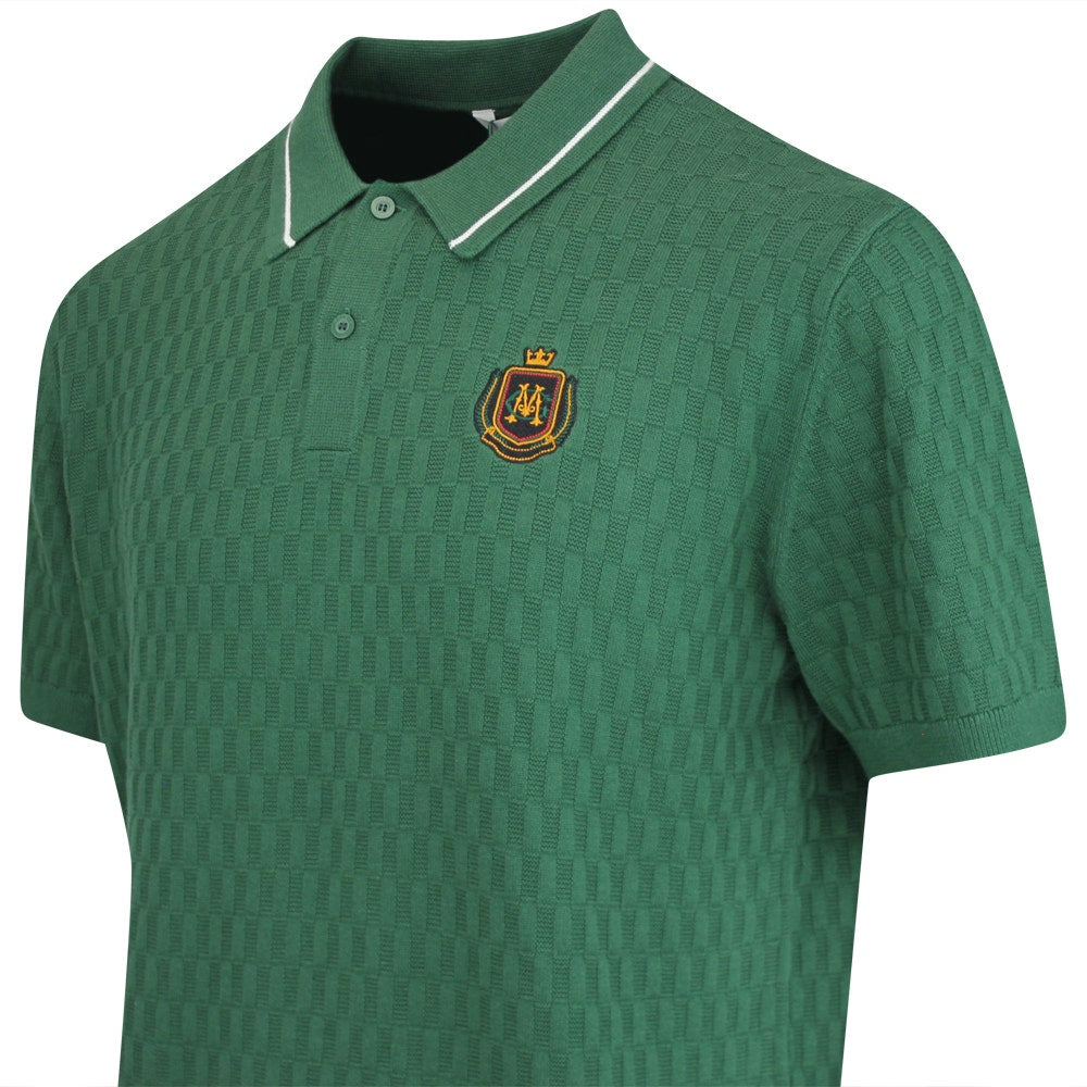 Malbon Golf Shirt - Crest Knit Polo - Myrtle FA25