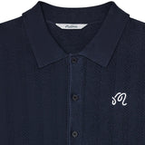 Malbon Golf Shirt - Crosscut Button Up Polo - Blueberry FA26