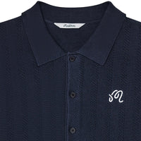 Malbon Golf Shirt - Crosscut Button Up Polo - Blueberry FA26