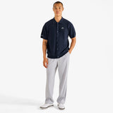 Malbon Golf Shirt - Crosscut Button Up Polo - Blueberry FA26