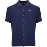 Malbon Golf Shirt - Crosscut Button Up Polo - Blueberry FA26