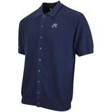 Malbon Golf Shirt - Crosscut Button Up Polo - Blueberry FA26