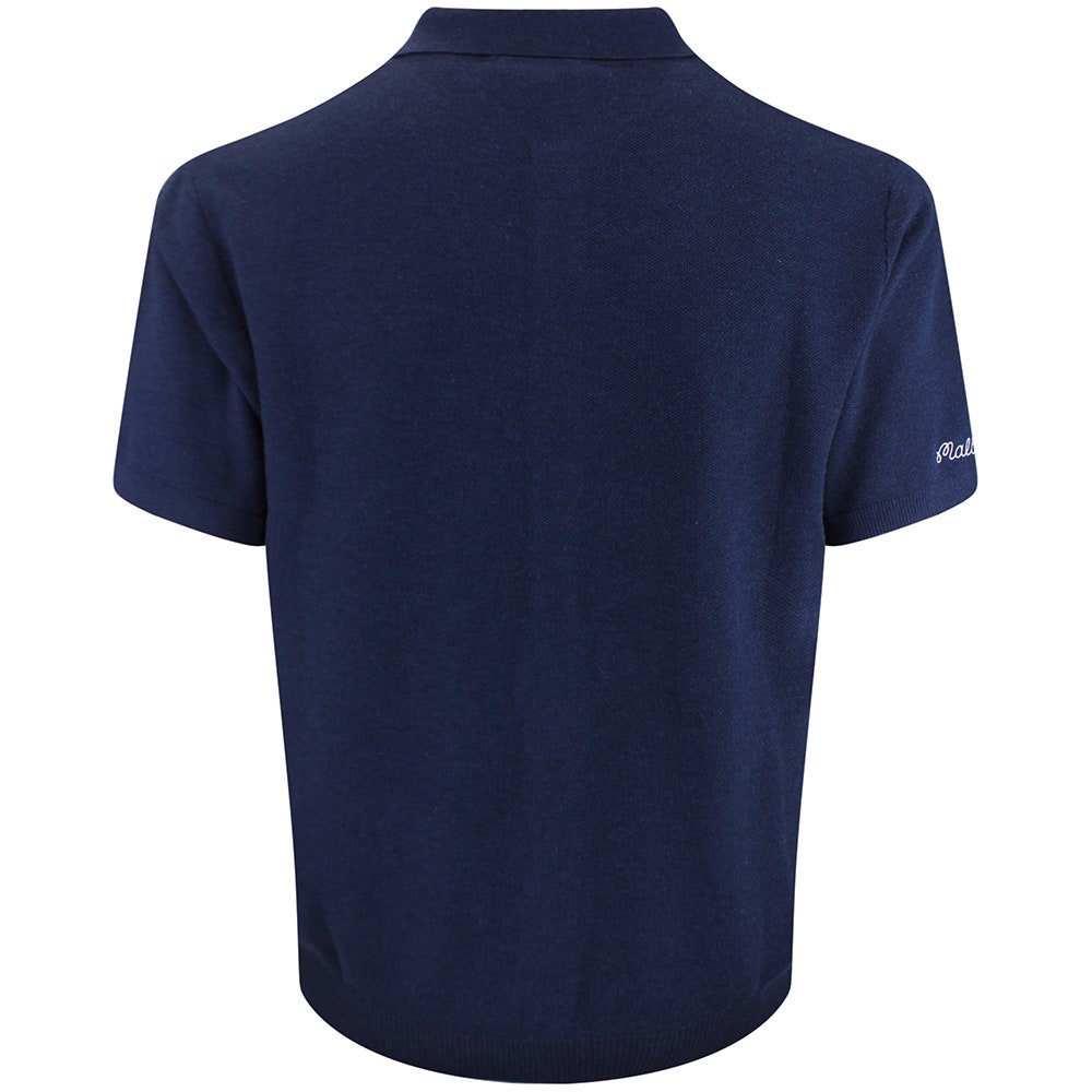 Malbon Golf Shirt - Crosscut Button Up Polo - Blueberry FA26