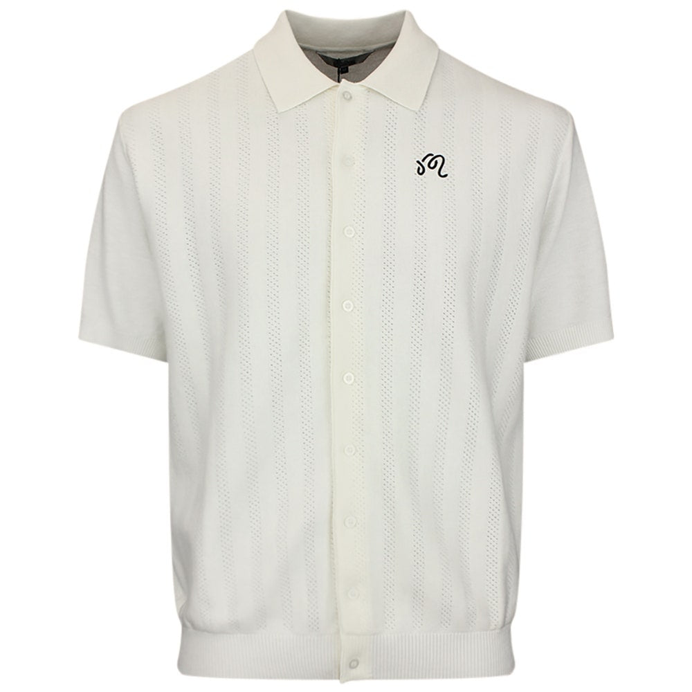 Malbon Golf Shirt - Crosscut Button Up Polo - Ivory FA26
