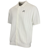 Malbon Golf Shirt - Crosscut Button Up Polo - Ivory FA26