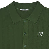 Malbon Golf Shirt - Crosscut Button Up Polo - Rifle Green FA26