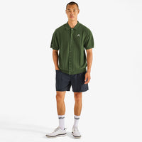 Malbon Golf Shirt - Crosscut Button Up Polo - Rifle Green FA26