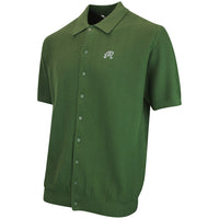 Malbon Golf Shirt - Crosscut Button Up Polo - Rifle Green FA26