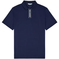 Malbon Golf Shirt - Evergreen Block Placket Polo - Navy SS26