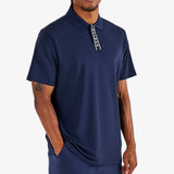 Malbon Golf Shirt - Evergreen Block Placket Polo - Navy SS26