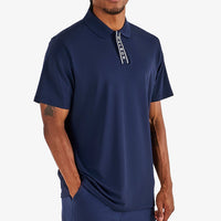 Malbon Golf Shirt - Evergreen Block Placket Polo - Navy SS26