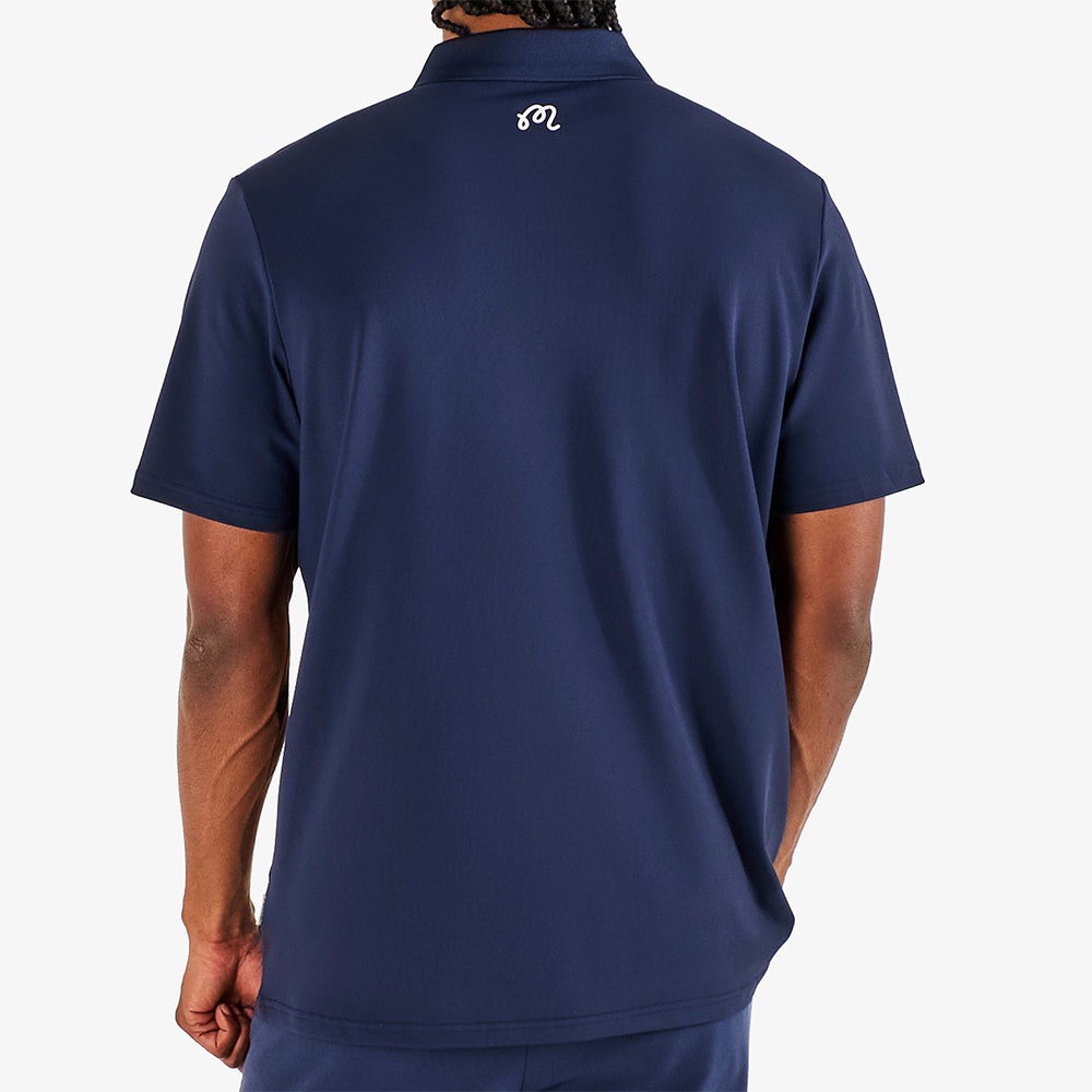 Malbon Golf Shirt - Evergreen Block Placket Polo - Navy SS26