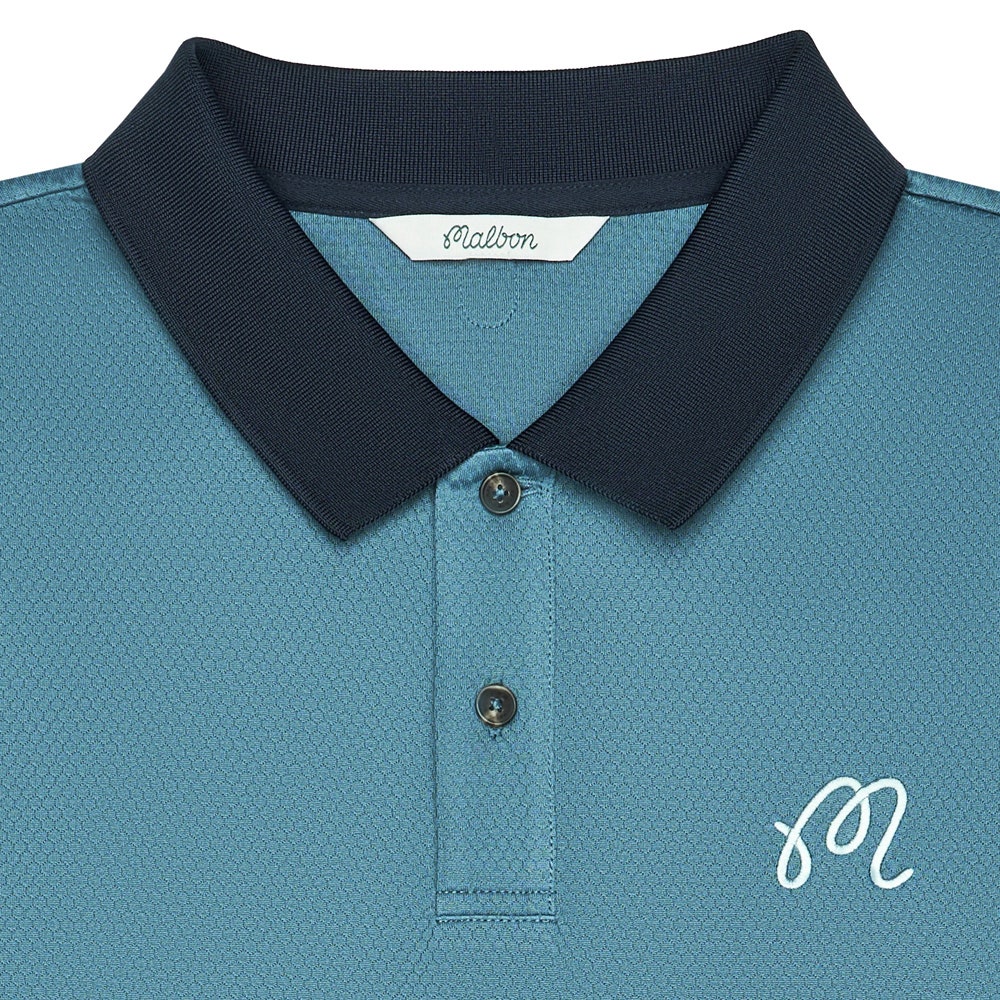 Malbon Golf Shirt - Fairway Hex Polo - Slate FA26