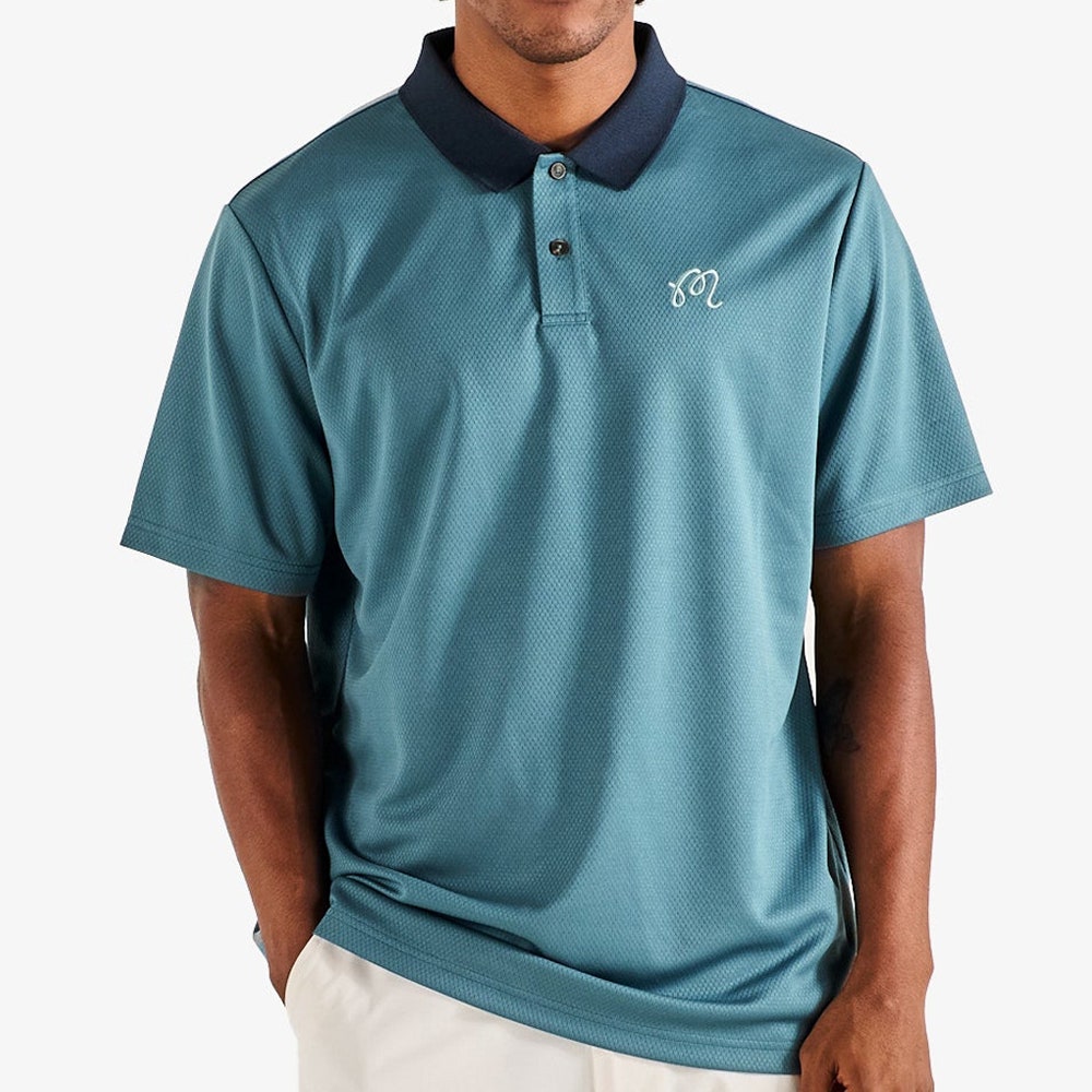 Malbon Golf Shirt - Fairway Hex Polo - Slate FA26