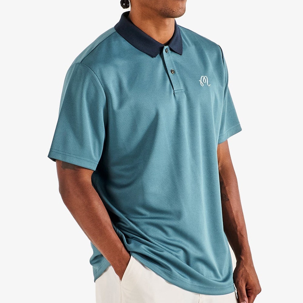 Malbon Golf Shirt - Fairway Hex Polo - Slate FA26