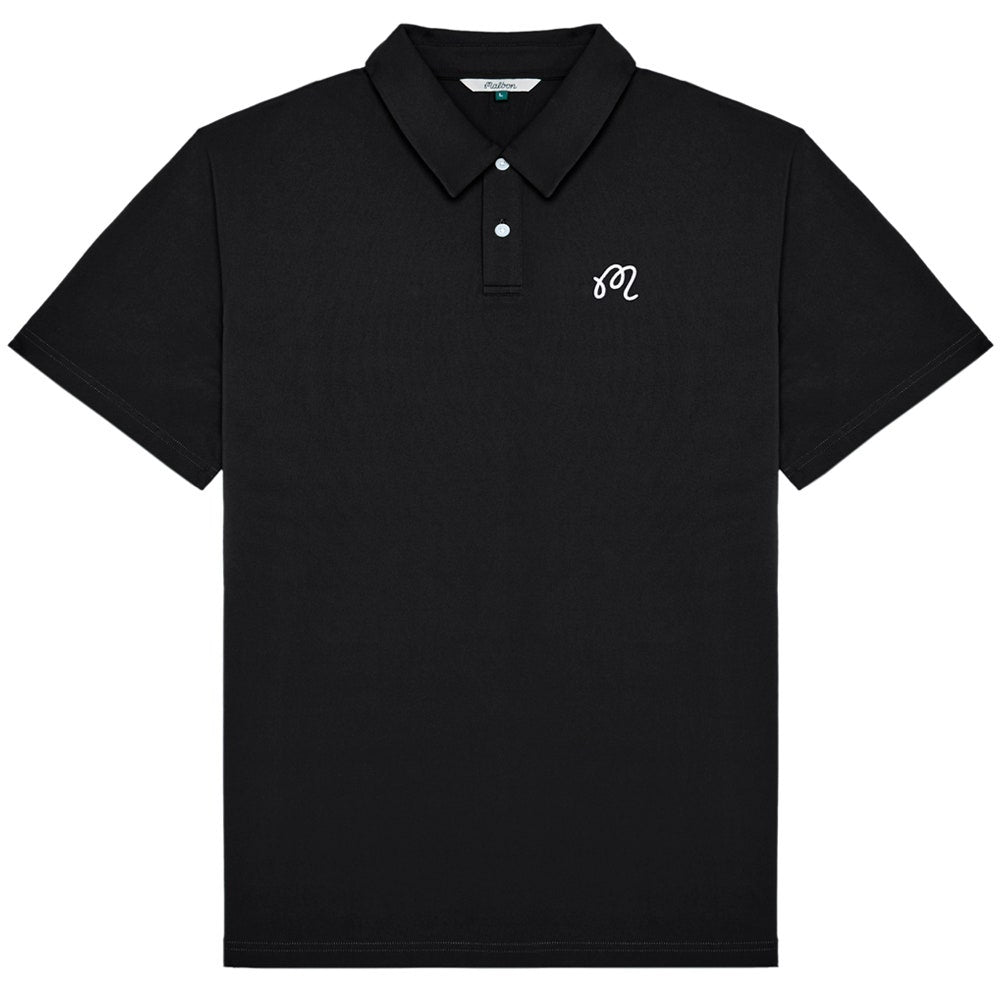Malbon Golf Shirt - Fairway Icon Polo - Black - White SS26