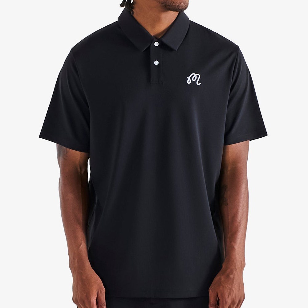 Malbon Golf Shirt - Fairway Icon Polo - Black - White SS26