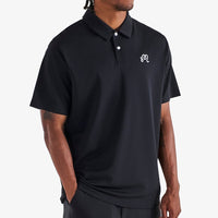Malbon Golf Shirt - Fairway Icon Polo - Black - White SS26