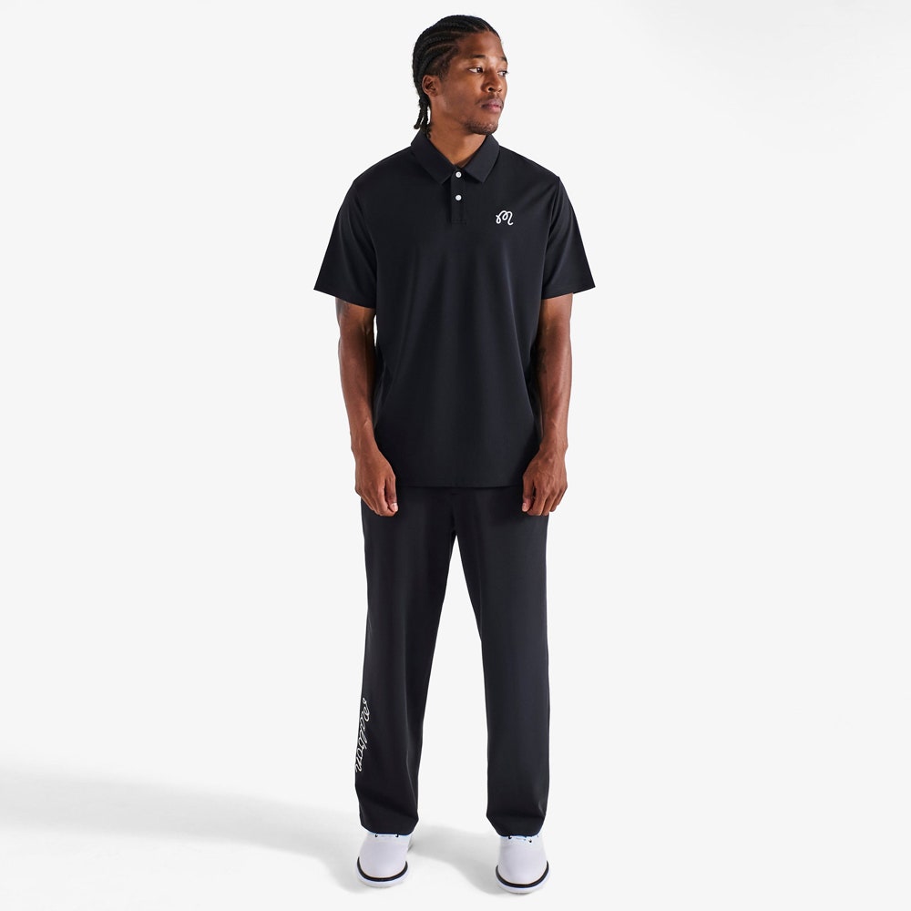 Malbon Golf Shirt - Fairway Icon Polo - Black - White SS26