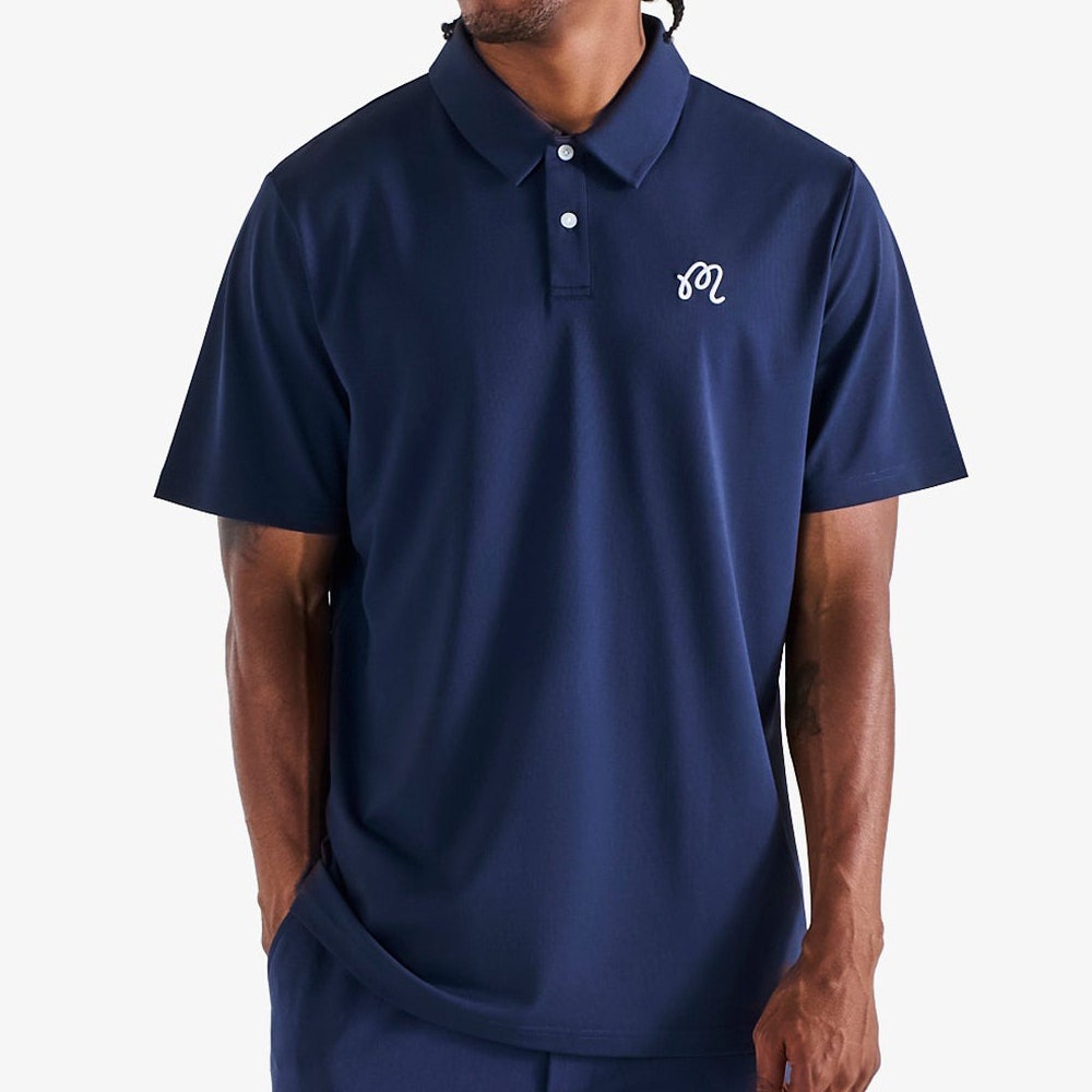 Malbon Golf Shirt - Fairway Icon Polo - Navy - White SS26