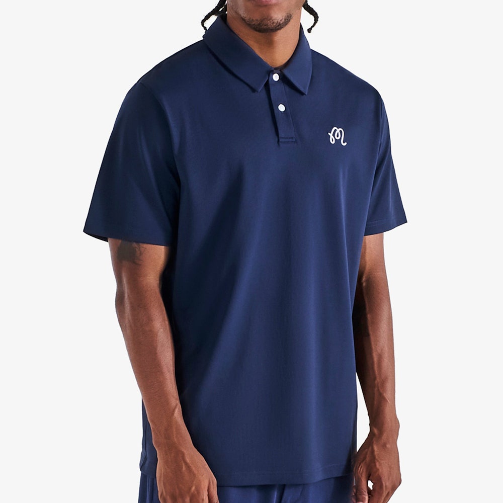 Malbon Golf Shirt - Fairway Icon Polo - Navy - White SS26