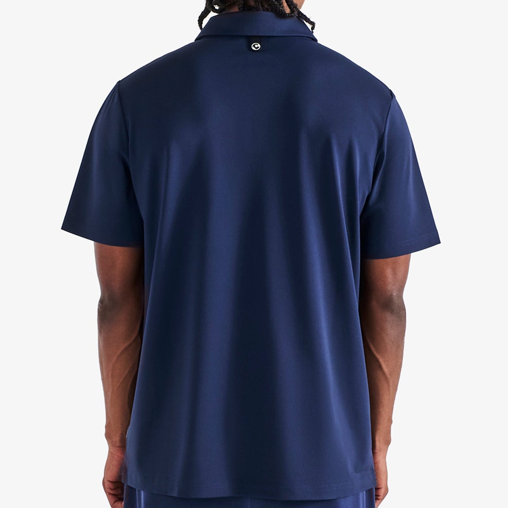 Malbon Golf Shirt - Fairway Icon Polo - Navy - White SS26
