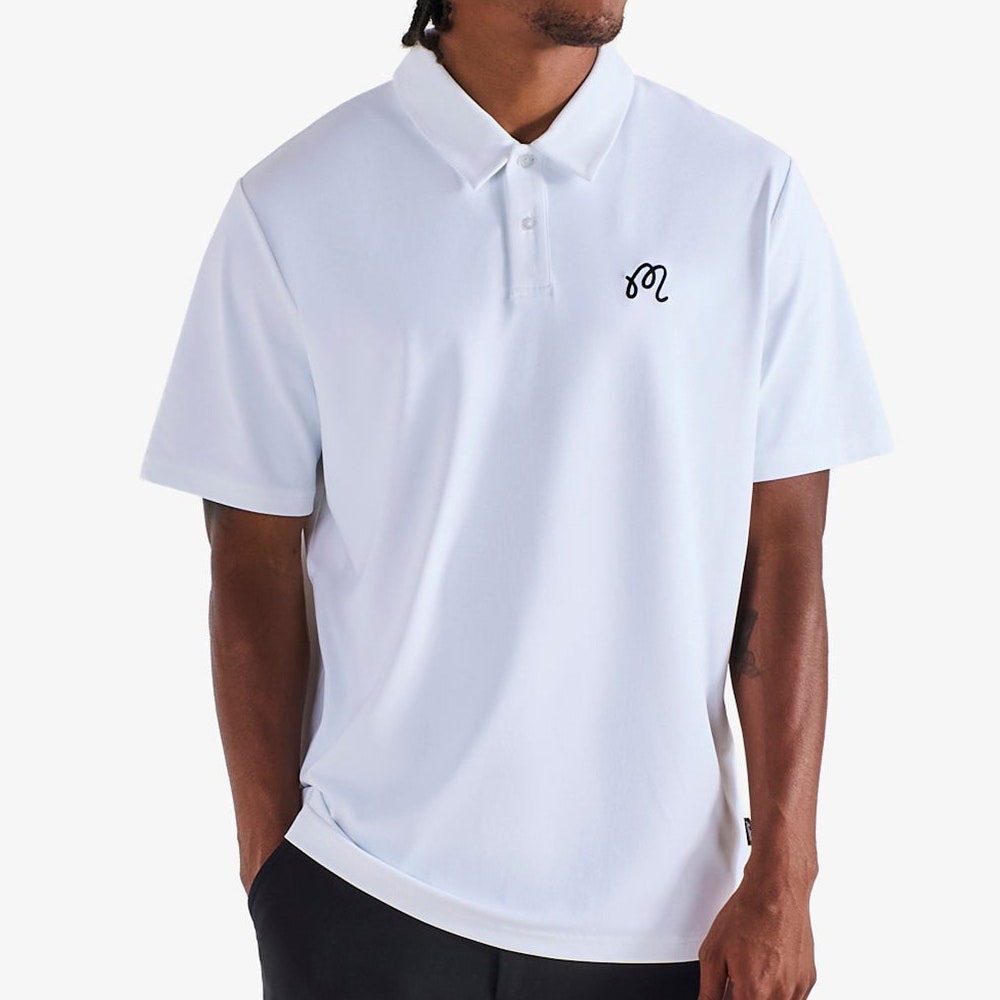 Malbon Golf Shirt - Fairway Icon Polo - White - Black SS26