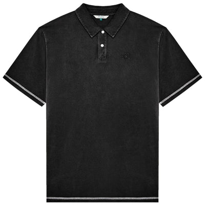 Malbon Golf Shirt - Fairway Overdyed Polo - Black FA26