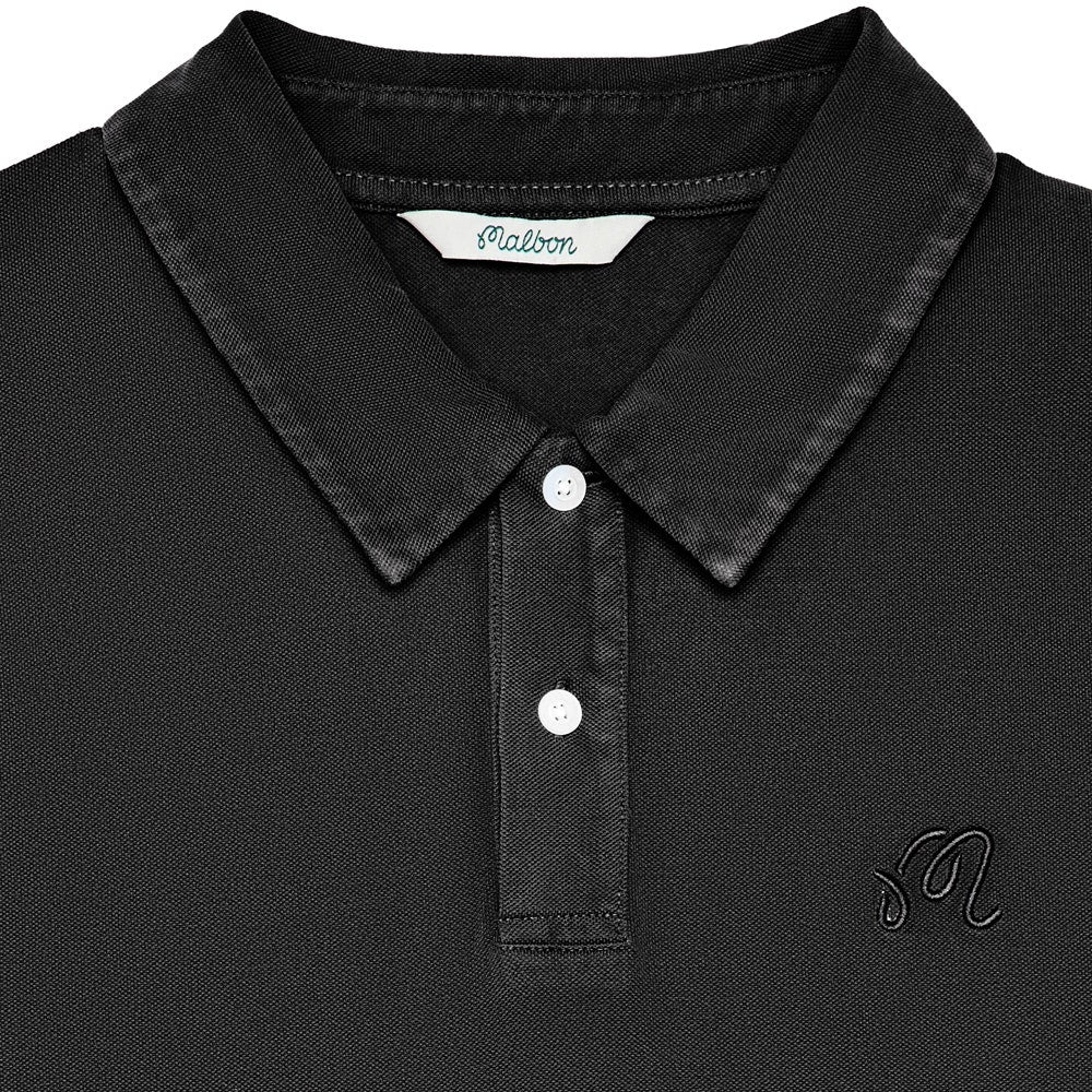 Malbon Golf Shirt - Fairway Overdyed Polo - Black FA26
