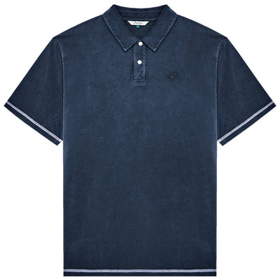 Malbon Golf Shirt - Fairway Overdyed Polo - Blueberry FA26