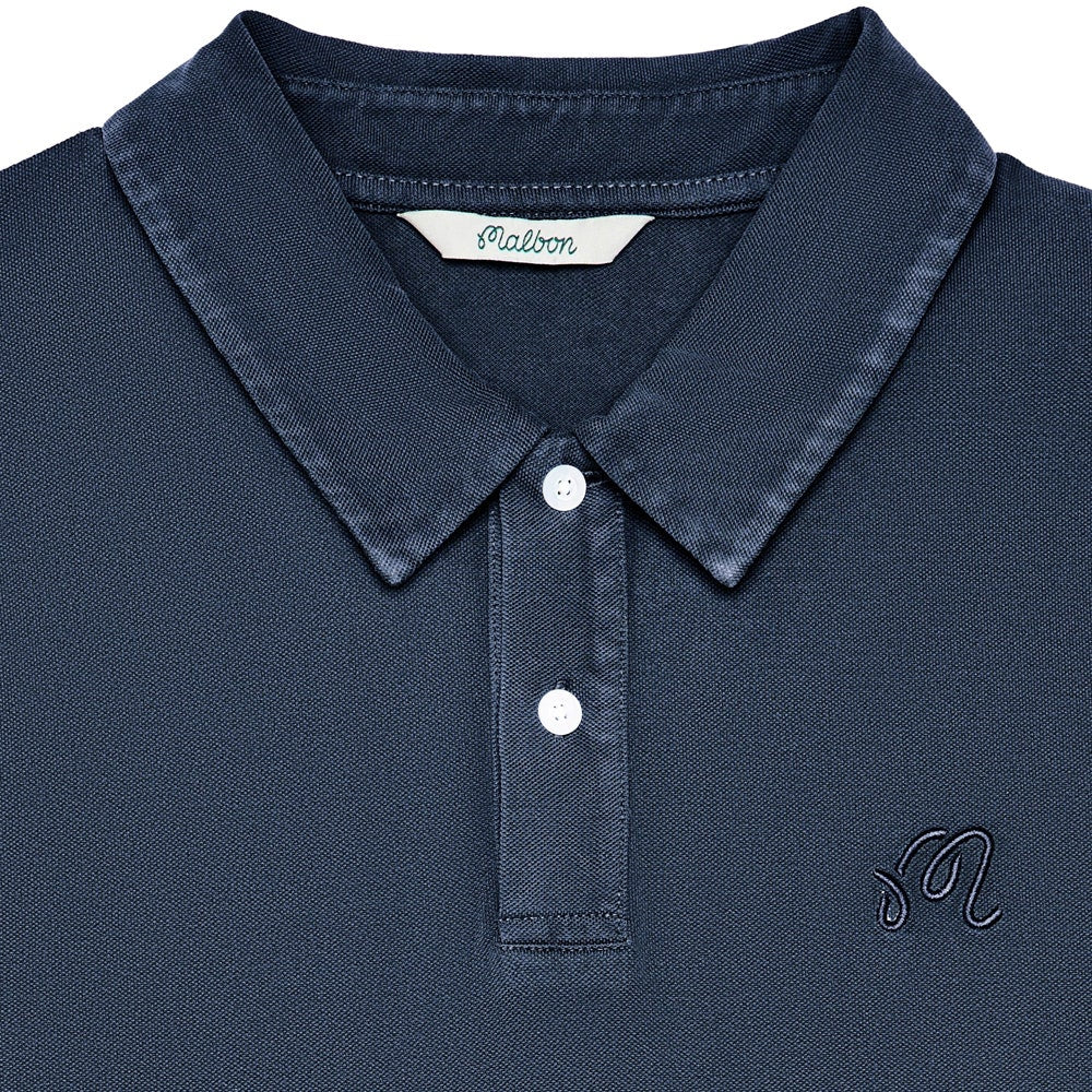 Malbon Golf Shirt - Fairway Overdyed Polo - Blueberry FA26