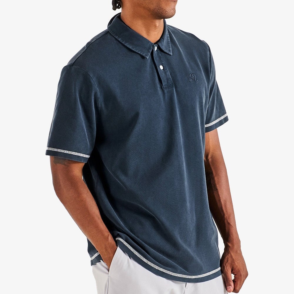 Malbon Golf Shirt - Fairway Overdyed Polo - Blueberry FA26
