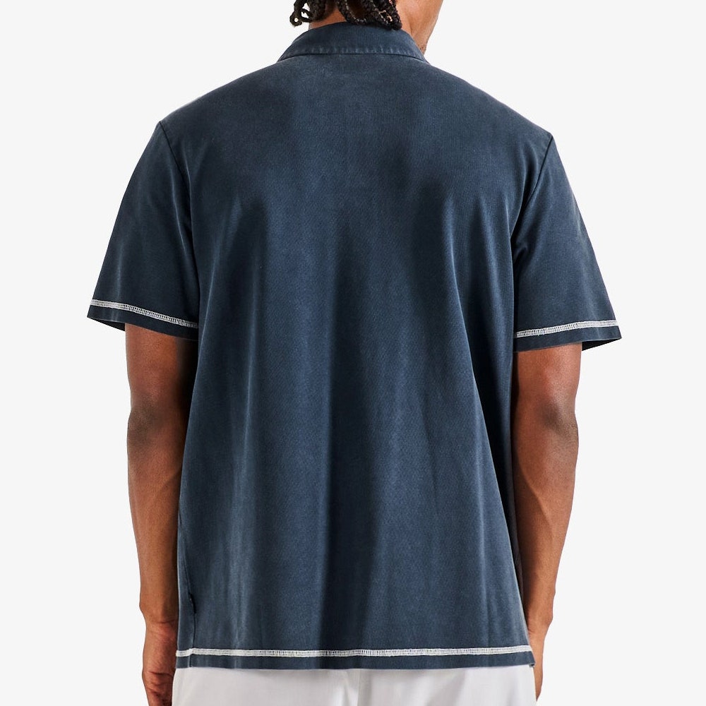 Malbon Golf Shirt - Fairway Overdyed Polo - Blueberry FA26