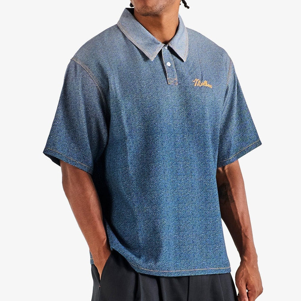 Malbon Golf Shirt - Ironfade Polo - Dusty Navy FA26