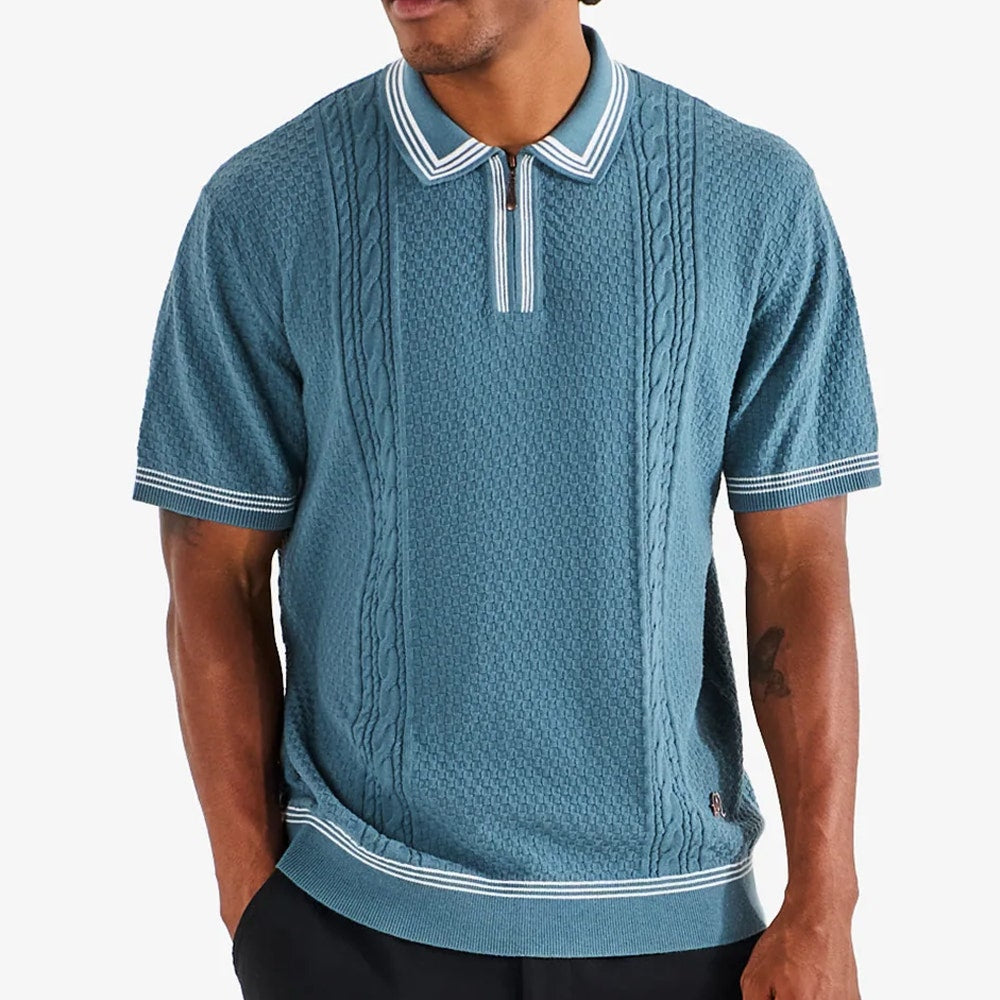 Malbon Golf Shirt - Navarro Polo - Aegean Blue SU26