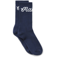 Malbon Golf Socks - Bon Script Sock - Navy FA25