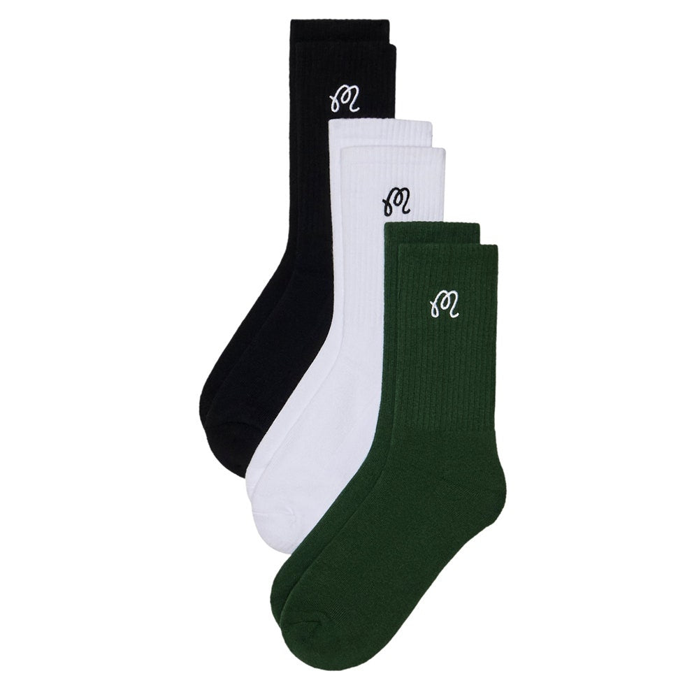 Malbon Golf Socks - Icons Crew Length - 3 Pack Multi FA25