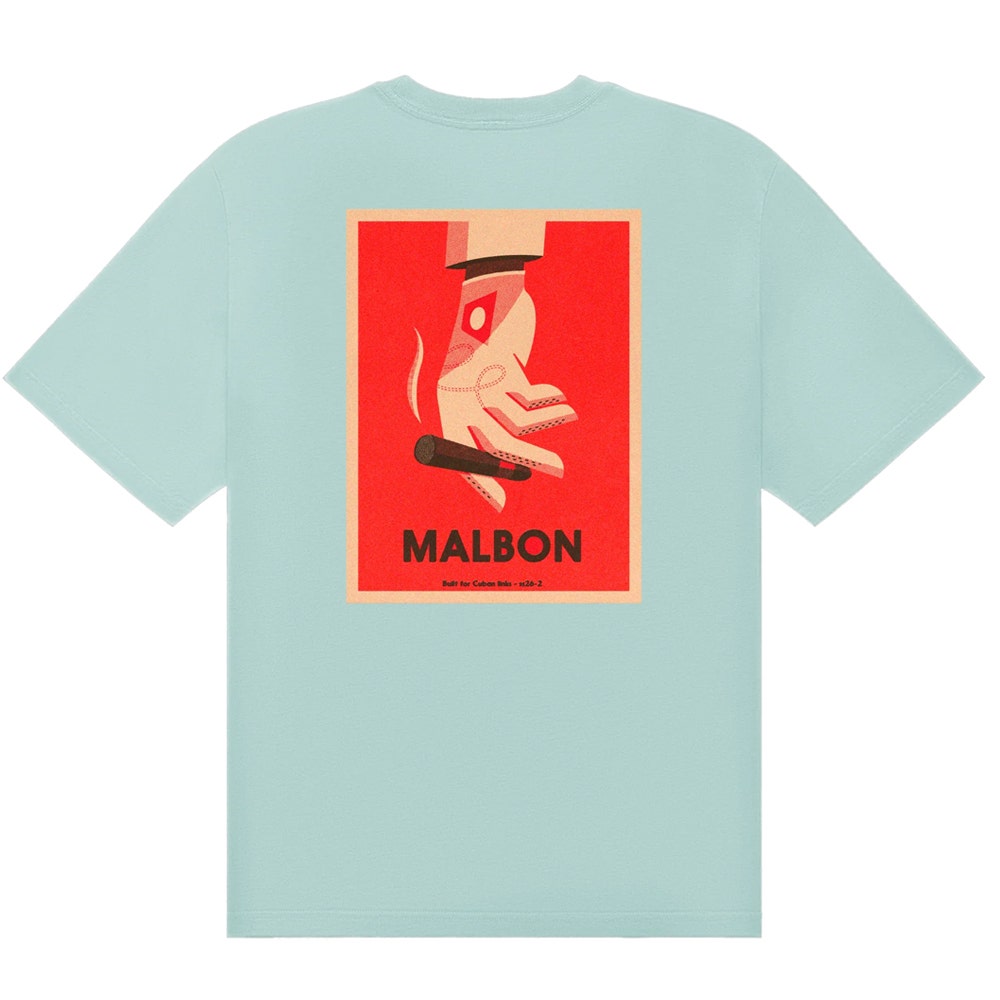 Malbon Golf T-Shirt - Bermuda Cigar Tee - Surf Spray SU26