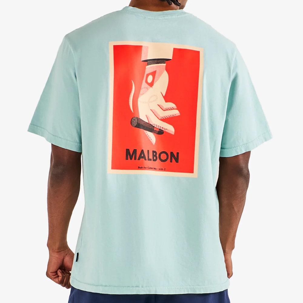 Malbon Golf T-Shirt - Bermuda Cigar Tee - Surf Spray SU26