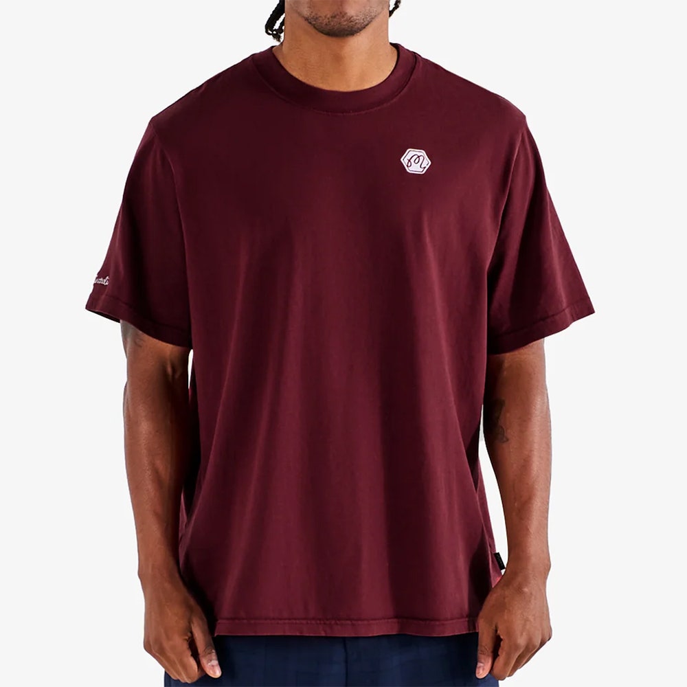 Malbon Golf T-Shirt - Bettinardi Gangster Bermuda Tee - Cabernet SU26