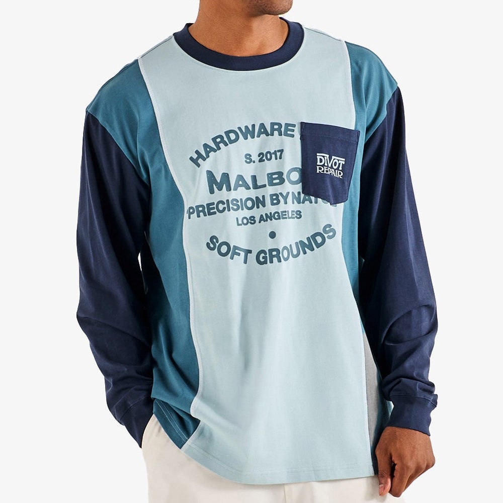 Malbon Golf T-Shirt - Gridline Tee - Light Blue FA26