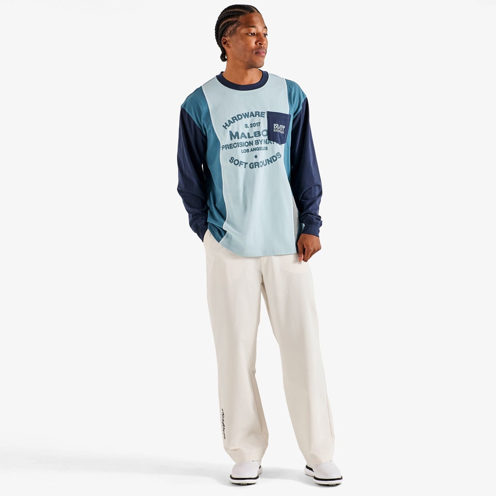 Malbon Golf T-Shirt - Gridline Tee - Light Blue FA26