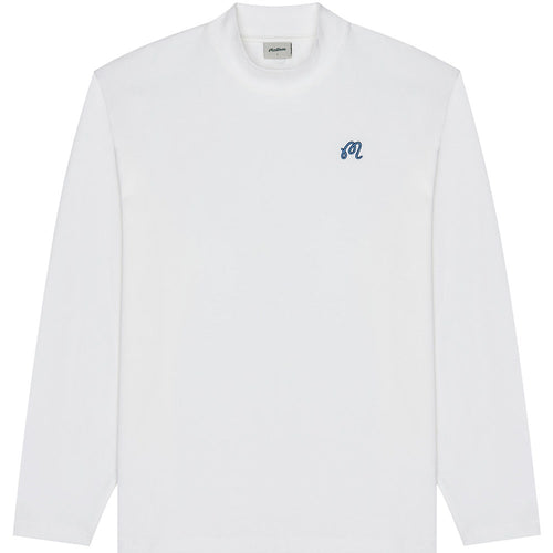 Malbon Golf T-Shirt - Upland Mockneck Tee - Snow White SS26