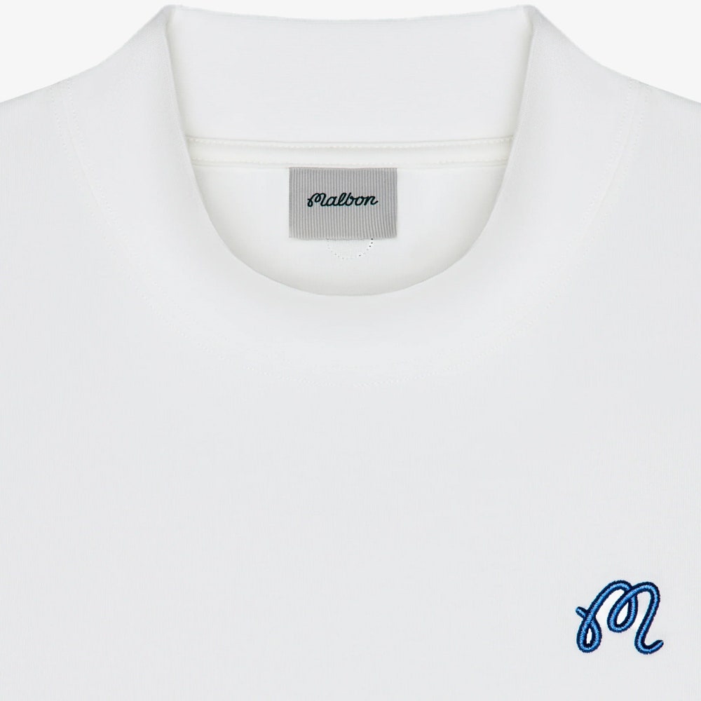 Malbon Golf T-Shirt - Upland Mockneck Tee - Snow White SS26