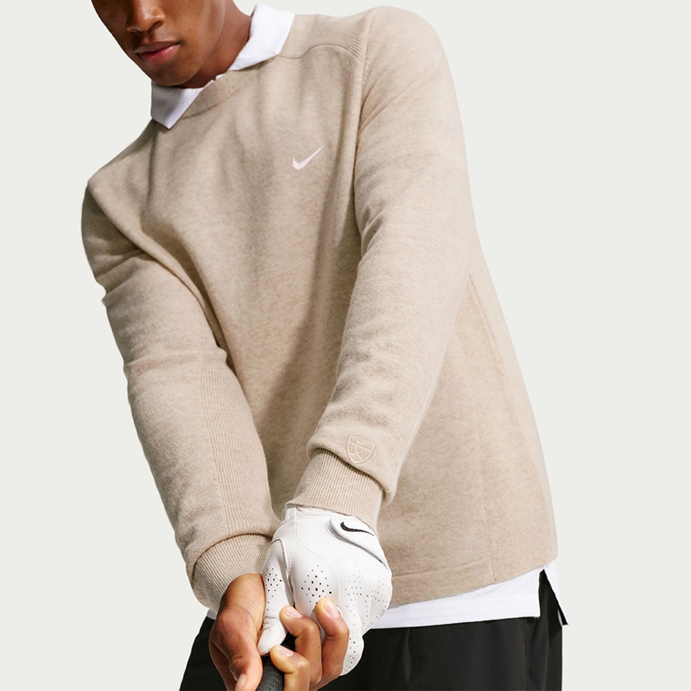 Nike Golf Jumper - NK TP Tour Logo Cashmere Crew - Limestone FA26