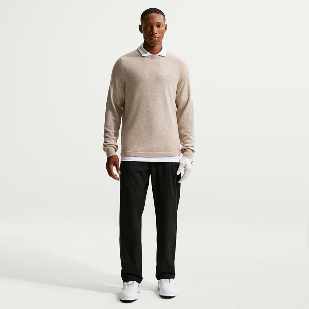 Nike Golf Jumper - NK TP Tour Logo Cashmere Crew - Limestone FA26
